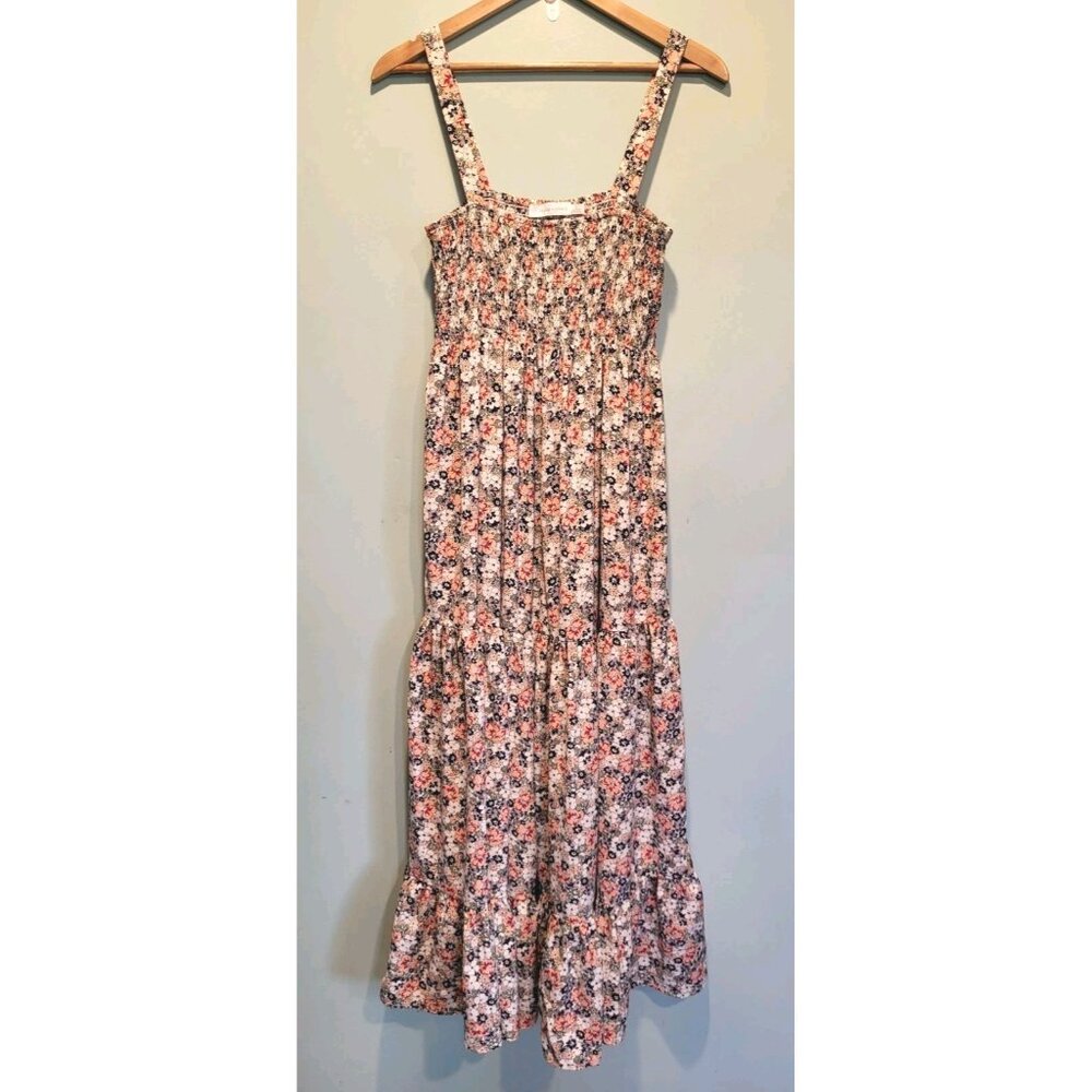 Bishop + Young Floral Tiered Smocked Maxi Sundress Sz L Cottagecore